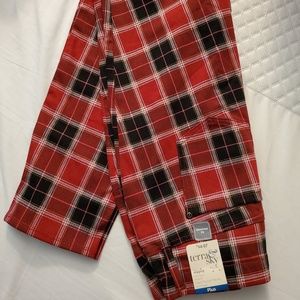 Red and black plaid jeggings